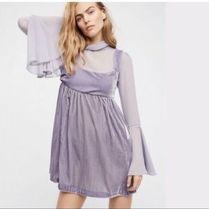 Free People Counting Stars Velvet and Chiffon Mini Dress